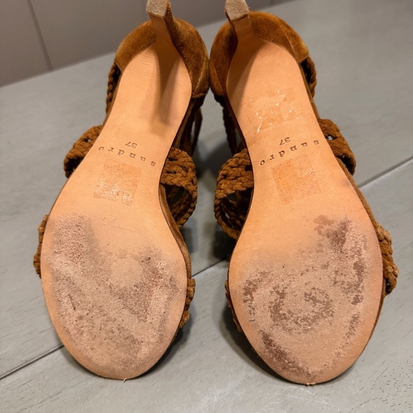 SANDRO (37) Suede Macrame Boho sandal/bootie - Picture 8 of 9